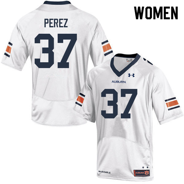 Women's Auburn Tigers #37 Daniel Perez White 2022 College Stitched Football Jersey